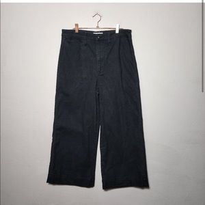 MADEWELL Emmett Wide Leg Crop Jeans in Black size 30